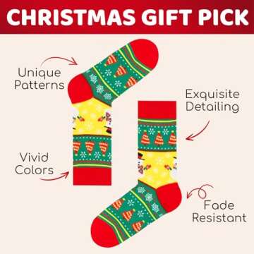 HAPPYPOP Christmas Gifts Stocking Socks for Girls Boys - Secret Santa Socks Xmas Stocking Stuffers for Little Kids, 4 Pack of Christmas Socks for 4-6 Years