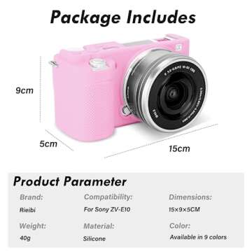 Rieibi ZVE10 Case, Soft Silicone Protective Case for Sony ZV-E10 ZVE10 Camera, Lightweight Rubber Cover for Sony Alpha ZVE10 - Pink