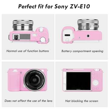 Rieibi ZVE10 Case, Soft Silicone Protective Case for Sony ZV-E10 ZVE10 Camera, Lightweight Rubber Cover for Sony Alpha ZVE10 - Pink