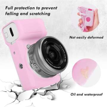 Rieibi ZVE10 Case, Soft Silicone Protective Case for Sony ZV-E10 ZVE10 Camera, Lightweight Rubber Cover for Sony Alpha ZVE10 - Pink
