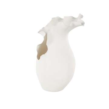 Deco 79 Ceramic Abstract Floral Inspired Vase - White