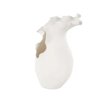 Deco 79 Ceramic Abstract Floral Inspired Vase - White