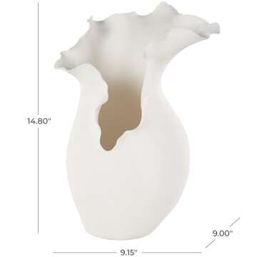 Deco 79 Ceramic Abstract Floral Inspired Vase - White