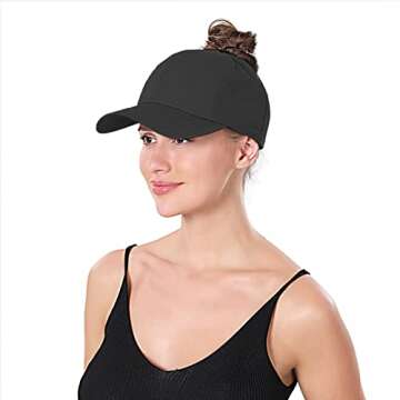New Upgraded Women Criss Cross Hat High Ponytail Baseball Caps Adjustable High Messy Bun Ponycap Tru...