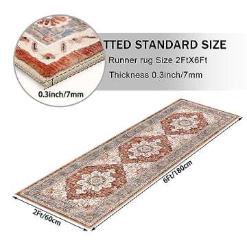Ileading Vintage Runner Rug for Hallway, Machine Washable Area Rug Runners with Rubber Backing, Non ...