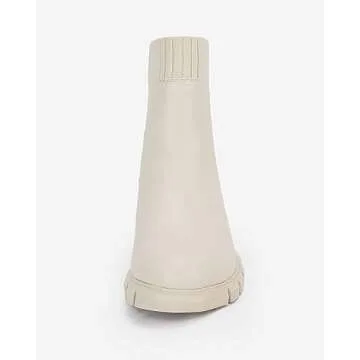 Girls Platform Boots Elastic Chunky Block Heel Lug Sole Booties Non-Slip Combat Comfortable Chelsea Shoes（choose size down)