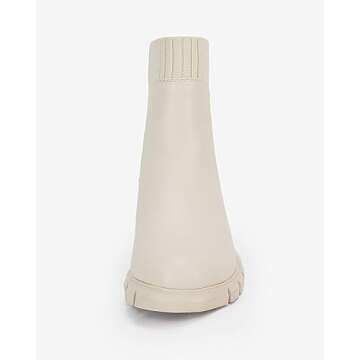 Girls Platform Boots Elastic Chunky Block Heel Lug Sole Booties Non-Slip Combat Comfortable Chelsea Shoes（choose size down)