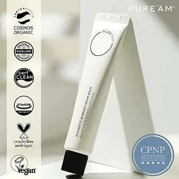 PURE'AM Authentic Barrier Cream - Korean Moisturizer For Dry & Sensitive Skin & Acne, 2.5 Fl Oz, 75ml, Vegan