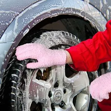 Patelai 3 Pairs Microfiber Plant Dusting Gloves Leaf Cleaning Gloves for Indoor Plants, Blinds, Furniture, House(Medium,Greenyellow, Water Blue, Pink)