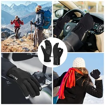 Balhvit -10℉ Waterproof Winter Gloves for Men & Women, Breathable Ski Snow Gloves, 5-Layer Touch Screen Cold Weather Gloves (M, Black)