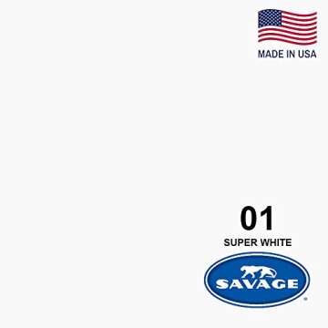 Savage Seamless Paper Photography Backdrop - Color #1 Super White, Size 86 Inches Wide x 18 Feet Lon...