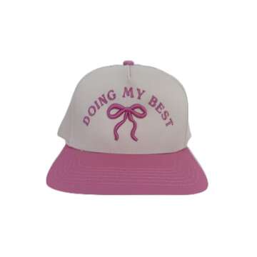 KenzKustomz Doing My Best - Pink Vintage Trucker Hat with Puff Embroidery