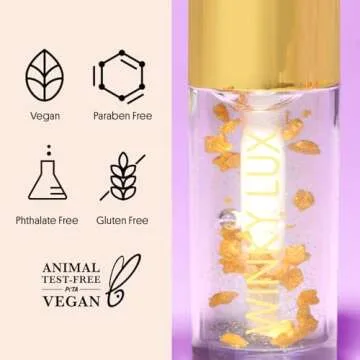 Winky Lux In The Stars Lip Oil, Non Sticky Lip Gloss Oil, Juicy Glossy Lip Balm, Vegan Hydrating Lip Oil with Jojoba Oil, Clear