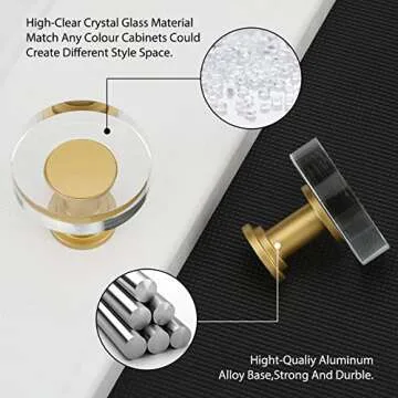 LONTAN 10 Pack Elegant Glass Cabinet Knobs