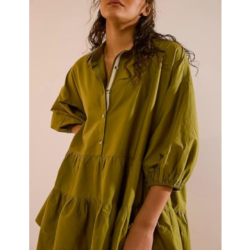 Mingzhu Summer Puff Sleeve Tiered Babydoll Dress