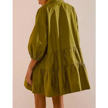 Mingzhu Summer Puff Sleeve Tiered Babydoll Dress