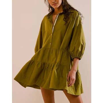 Mingzhu Summer Puff Sleeve Tiered Babydoll Dress