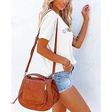 Eurivicy Women's Summer Smiley Graphic Casual T-Shirt