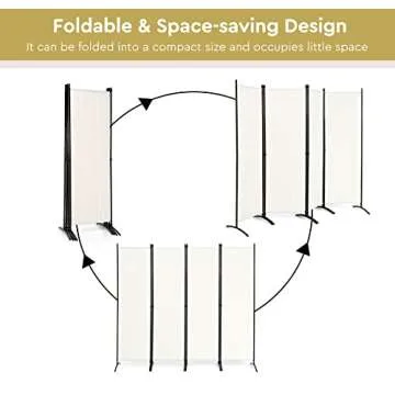 Giantex 5.6 Ft Tall 4 Panel Room Divider White, Lightweight Portable Folding Privacy Screen, Freestanding Partition Wall Divider and Separator for Bedroom Home Office Apartment Studio