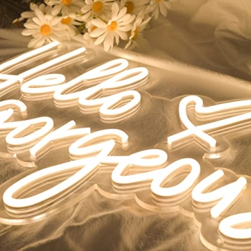 Large Hello Gorgeous Neon Signs, 28 inches LED Neon Sign Wall Art Gifts Decor for Home Bedroom Party Wedding Bar Cafe Club Decoration
