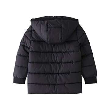 Hiheart Boys Thick Padded Winter Coat Warm Hooded Jacket Black 4-5