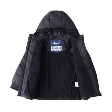 Hiheart Boys Thick Padded Winter Coat Warm Hooded Jacket Black 4-5