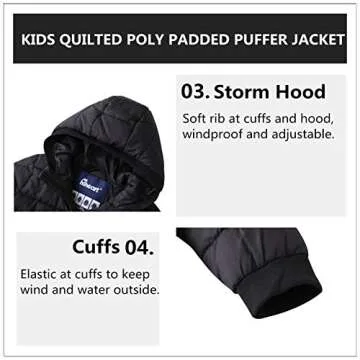 Hiheart Boys Thick Padded Winter Coat Warm Hooded Jacket Black 4-5