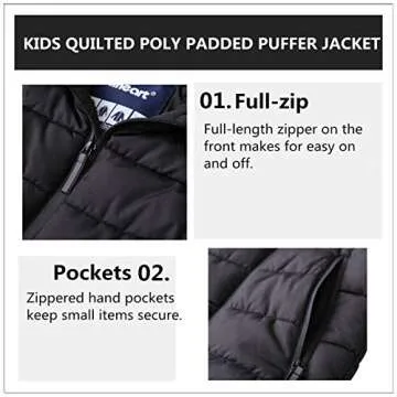 Hiheart Boys Thick Padded Winter Coat Warm Hooded Jacket Black 4-5