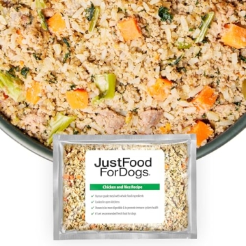 JustFoodForDogs Frozen Fresh Dog Food, Complete Meal or Dog Food Topper, Chicken & Rice Human Grade ...