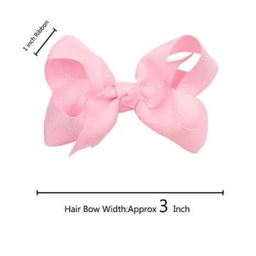 40Pcs 3 inch Hair Bows for Girls Grosgrain Ribbon Toddler Back to School Hair Accessories with Alligator Clips for Baby Girls Kids in Pairs