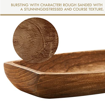 Rustic Hand Carved Wood Dough Bowl for Home Decor