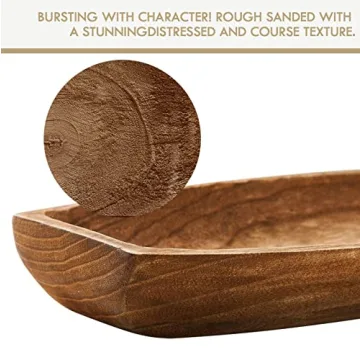 Rustic Hand Carved Wood Dough Bowl for Home Decor