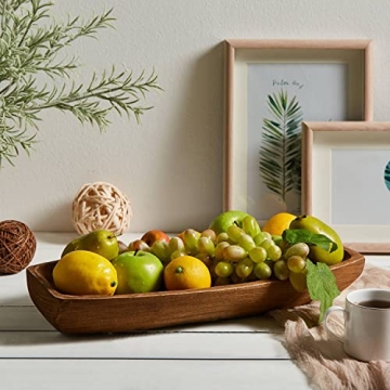 Rustic Hand Carved Wood Dough Bowl for Home Decor