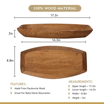 Rustic Hand Carved Wood Dough Bowl for Home Decor