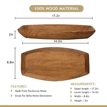 Rustic Hand Carved Wood Dough Bowl for Home Decor