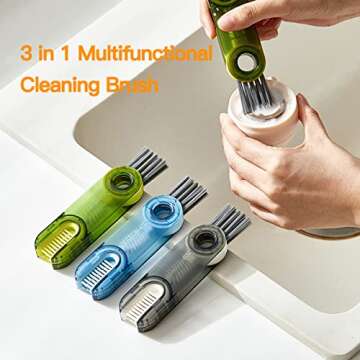3 Pack 3 in 1 Multifunctional Cleaning Brush, Water Bottle Cleaner Brush 3 in 1 Cleaning Brush for W...