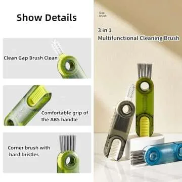 3 Pack 3 in 1 Multifunctional Cleaning Brush, Water Bottle Cleaner Brush 3 in 1 Cleaning Brush for Water Bottles, Cup, Home Kitchen Cleaning Tools