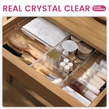 Criusia 26 Pack Clear Drawer Organizer Bins for Home