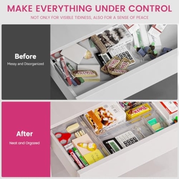 Criusia 26 Pack Clear Drawer Organizer Bins for Home