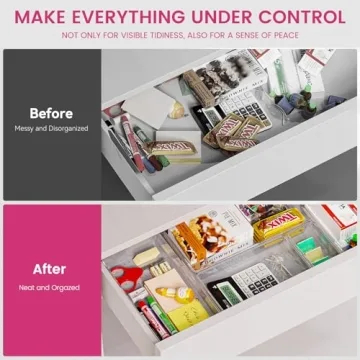 Criusia 26 Pack Clear Drawer Organizer Bins for Home