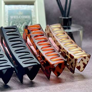 Stylish OWIIZI Large Leopard Claw Clips - Durable Hair Claws (4 Pack)