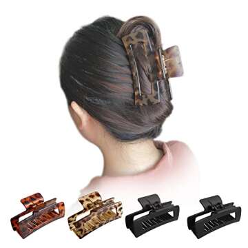 OWIIZI Leopard Claw Clips - 4.1" Non-Slip Hair Hold
