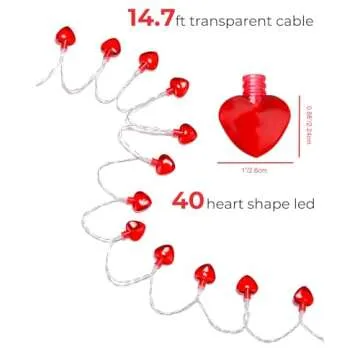 Luditek 14.7ft Heart-Shaped String Lights for Events