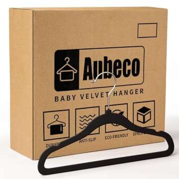 Aubeco 30 Pack Baby Velvet Hangers - Non-Slip & Space Saving with 360° Hook