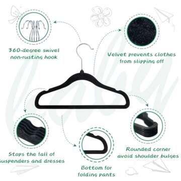 Aubeco Baby Velvet Hangers - Non-Slip, Space-Saving Design