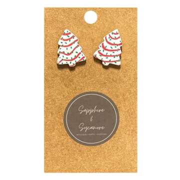 Cute AcrylicChristmas Earrings for Women | Cute Christmas Tree Cake Shape Earring, Holiday Gifts for Women | Christmas Decorations Clearance (A - Cake)