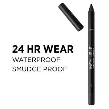 L’Oréal Paris Makeup Infallible Pro-Last Pencil Eyeliner, Waterproof and Smudge-Resistant, Glides on Easily to Create any Look, Grey, 0.042 oz.