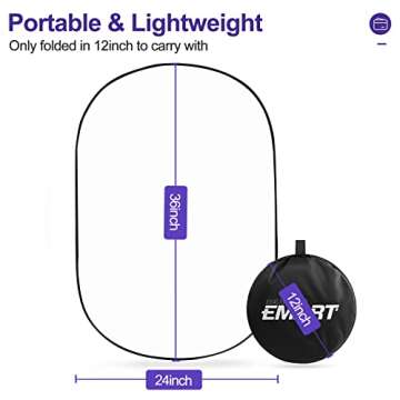 EMART 24'' x 36''(60 x 90cm) 5 in 1 Photo Collapsible Photography Reflector with Bag, Large Oval Portable Panel for Studio Video, Portraint, Outdoor Shooting -Translucent, White, Silver, Gold, Black
