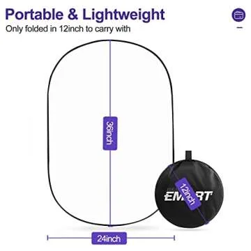 EMART 24'' x 36''(60 x 90cm) 5 in 1 Photo Collapsible Photography Reflector with Bag, Large Oval Portable Panel for Studio Video, Portraint, Outdoor Shooting -Translucent, White, Silver, Gold, Black