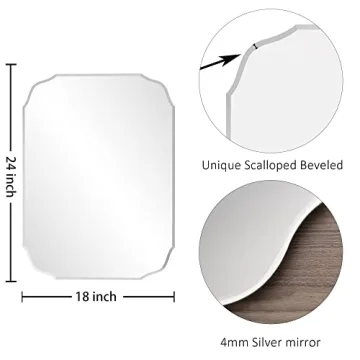 KOHROS Frameless Silver Backed Wall Mirror for Home